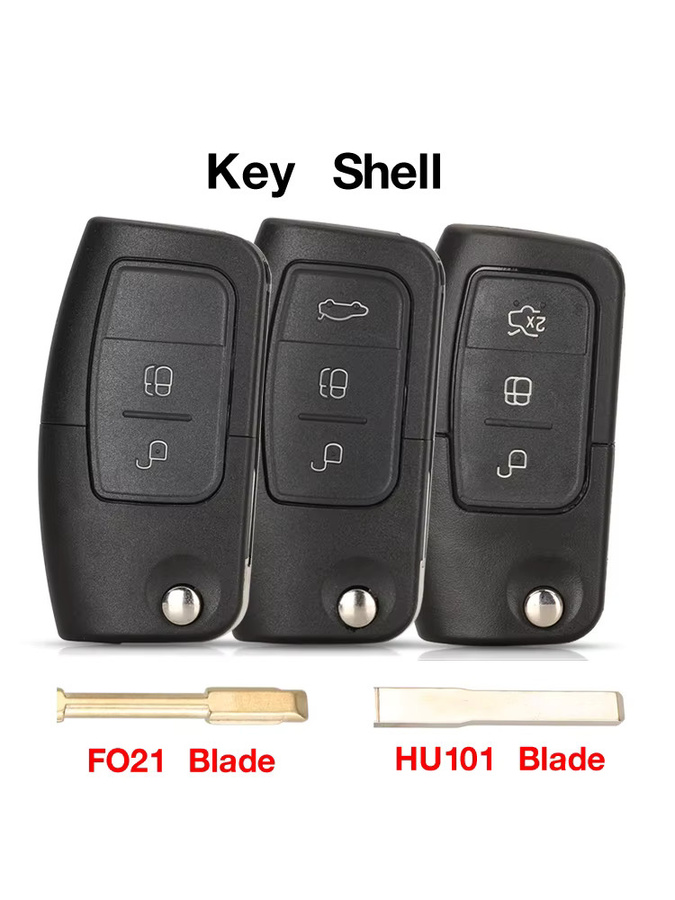 jingyuqin Klappbare Fernbedienungs-Autoschlüsselhülle für Ford Fusion Focus Fiesta MK7 Mondeo MK3 MK4 Galaxy Ranger in Schwarz - Bild 4