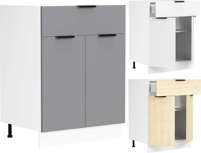 VCM Küchenunterschrank Fasola mit zwei Drehtüren und einer Schublade, H x B x T: 82 x 60 x 46 cm - Bild 1