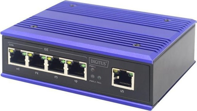 Digitus Professional Industrial Ethernet Switch DN-651118 unmanaged 5 Port 10/100/1000 Mbit/s blau an DIN-Schiene montierbar - Bild 3