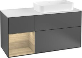 V&B Waschtischunterschrank Finion in Anthrazit Matt mit offenem Regal links, Breite: 120 cm, Tiefe: 50,1 cm, Höhe: 50,1 cm - Bild 1