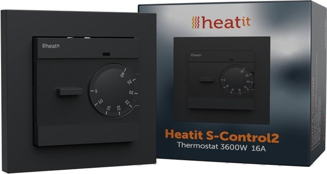 Heatit S-Control2 Wandthermostat in Schwarz Matt - Bild 1