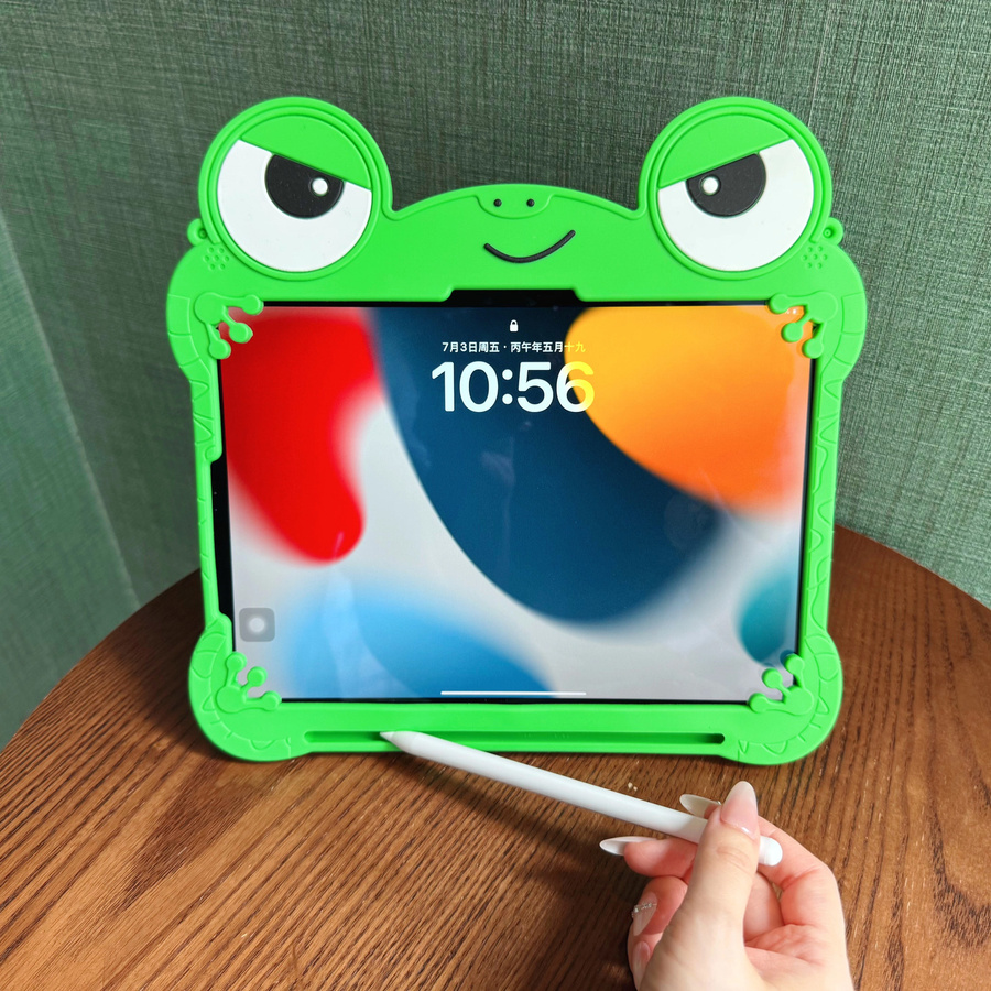 Samsung Galaxy Tab A9 Plus A11 Plus 11 Zoll Tablet-Hülle aus weichem Silikon mit 3D-Cartoon-Frosch-Halterung in Grün - Bild 2