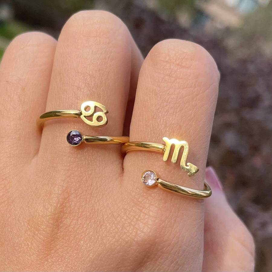 GD&GUANGDU Ring, vergoldeter Edelstahl, Sternzeichen, Unisex - Bild 1