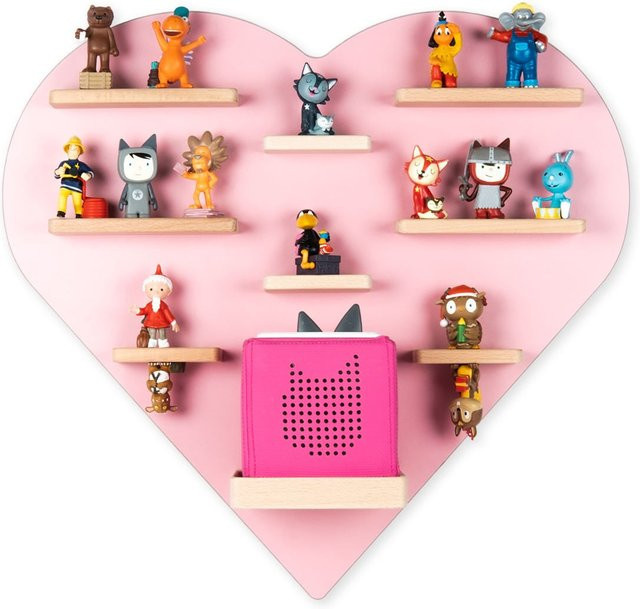 BOARTI Kinderregal Herz aus Holz als Wandregal für Toniebox und Tonie Figuren mit Magneteinsätzen, H x B x T: 51 x 54 x 19 cm - Bild 1