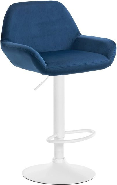 DELUKE Barhocker DUBLIN mit Lehne, Blau, Samt, 360 Grad drehbar - Bild 1