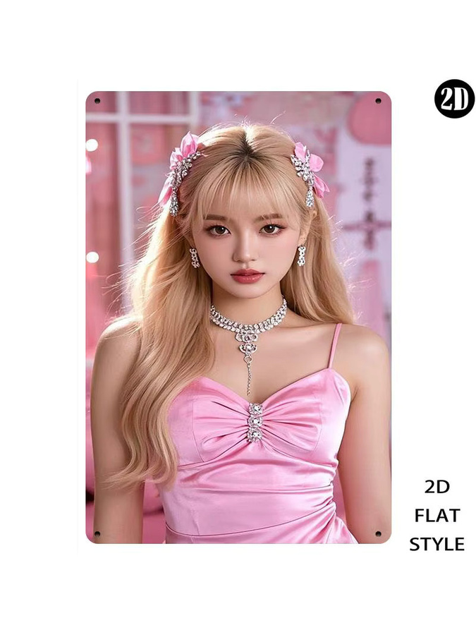 HELLOYOUNG Vintage Metall Blechschild Retro Rosa Kleid Mädchen Wandkunst für Schlafzimmer und Wohnzimmer, B/H: 30,0 x 20,0 cm - Bild 4