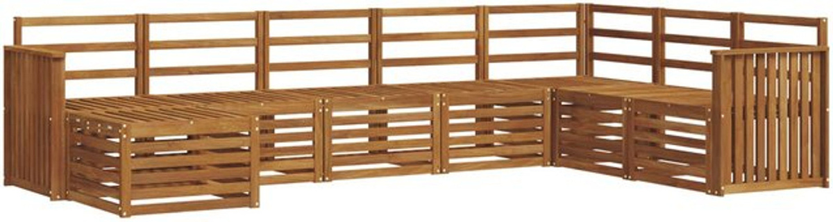 vidaXL Outdoor-Sofagarnitur aus Massivholz Akazie in Natur, 8-teiliges Loungemöbel-Set im modernen und minimalistischen Design - Bild 1