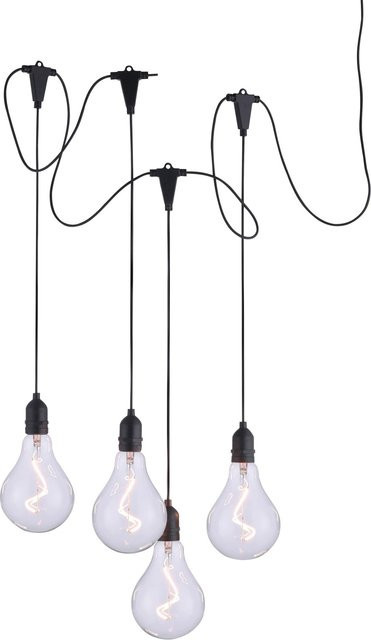 Just Light LED-Außen-Pendelleuchte Enni 4-flammig Schwarz Vintage IP44 - Bild 1