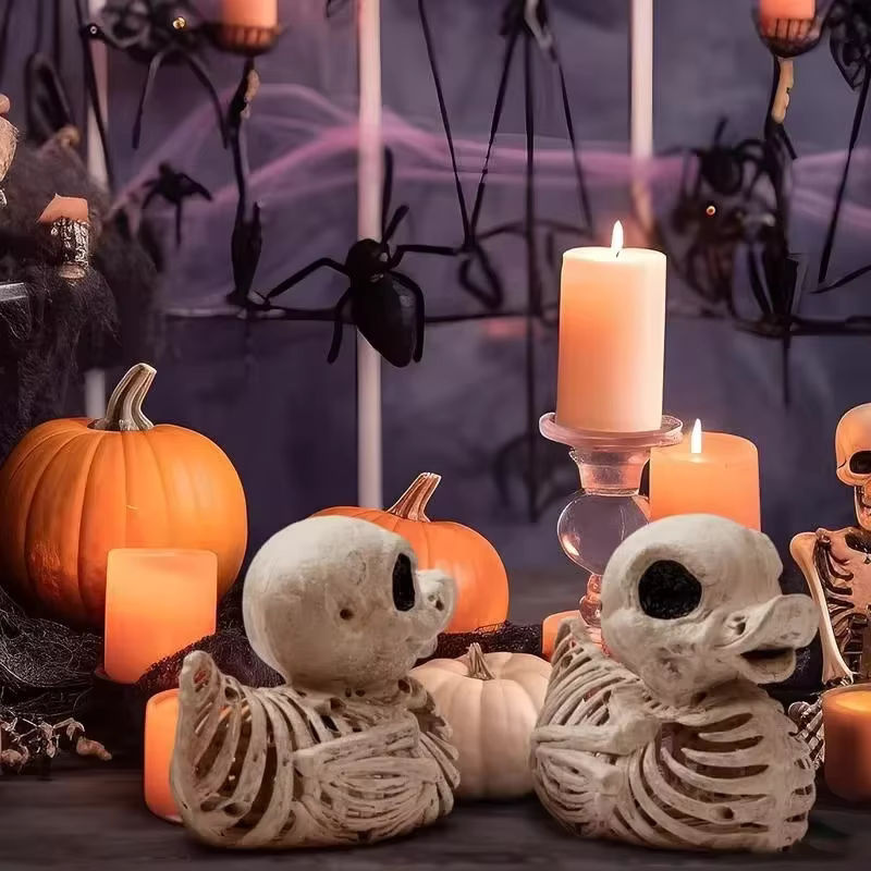 Dekorative Halloween Enten-Skelett Figur aus Kunstharz in Weiß - Bild 4