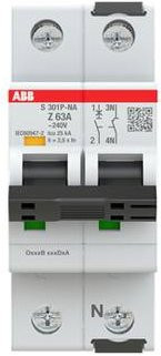 ABB S301P-Z63NA Leitungsschutzschalter 63A 240V in Weiß - Bild 1