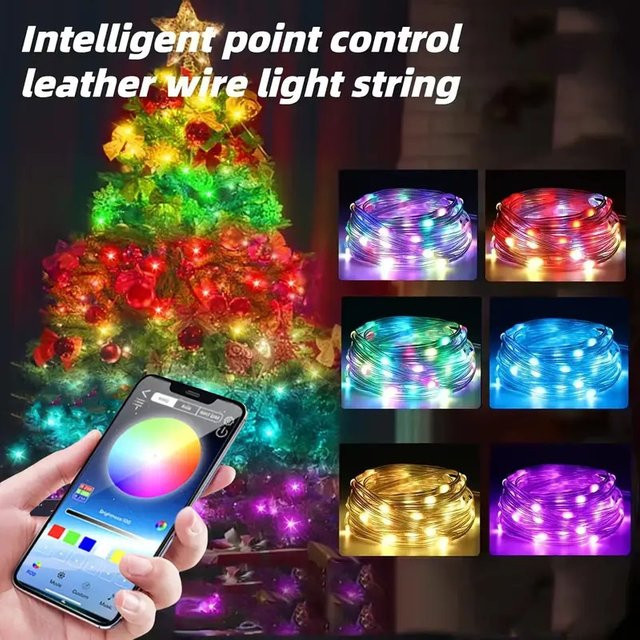 TLEDMP RGB-Lichterkette mit App-Steuerung und Musik-Synchronisierung, Multicolour, USB-Betrieb - Bild 1