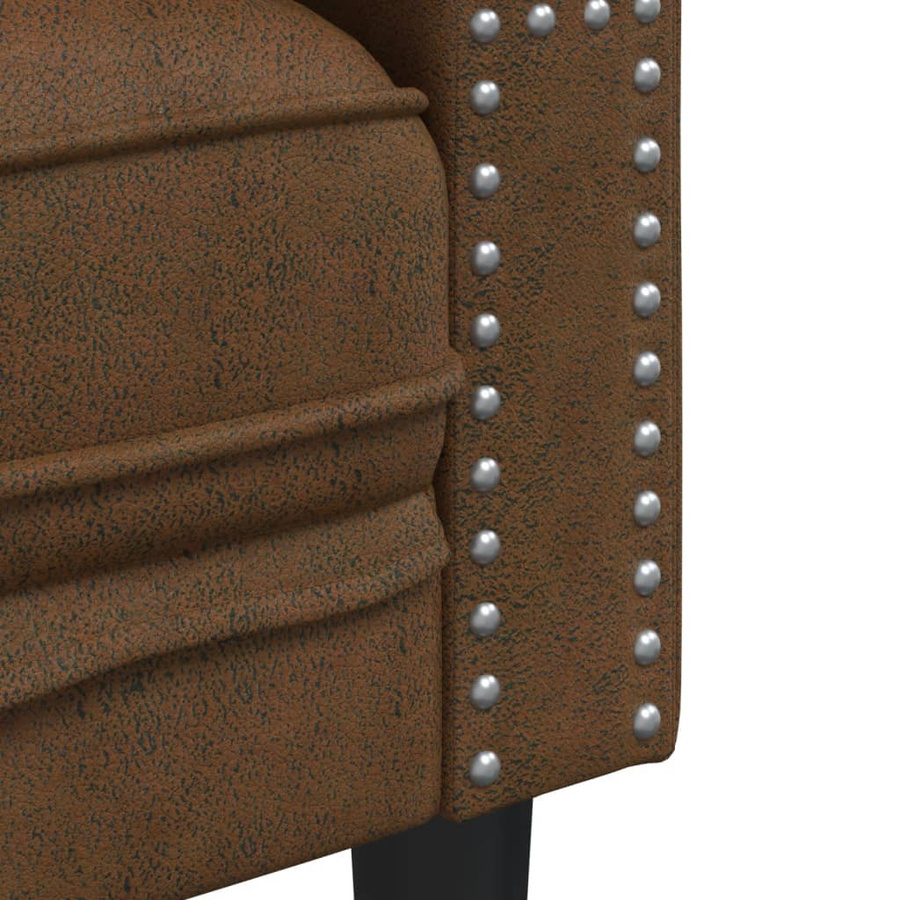 vidaXL Chesterfield-Sofa 2-Sitzer in Braun aus Kunstleder und Mikrofaser mit Massivholzrahmen, B/T/H: 174 x 74,5 x 70,5 cm - Bild 3