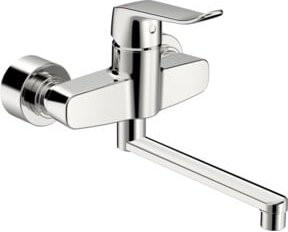HANSACLINICA Hansa Waschtisch-Einhebelmischer für die Wandmontage in Chrom mit schwenkbarem Auslauf und Safety-Stop, Ausladung: 27,7 cm - Bild 1