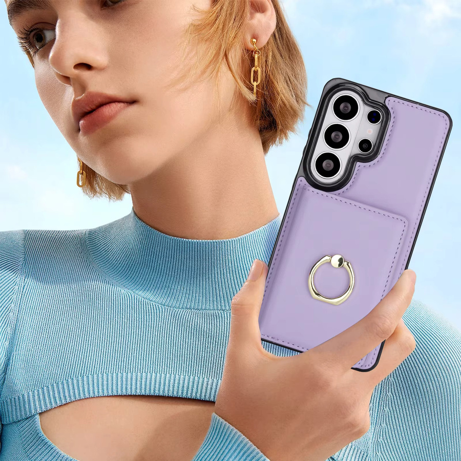 Leder-Brieftaschenhülle mit Kartenhalter und Ringständer für Samsung Galaxy S23 S24 S25 S26 Ultra Plus A56 A36 A26 A16 A55 A35 A15 von szHAIyu in Weiß und Lila - Bild 4