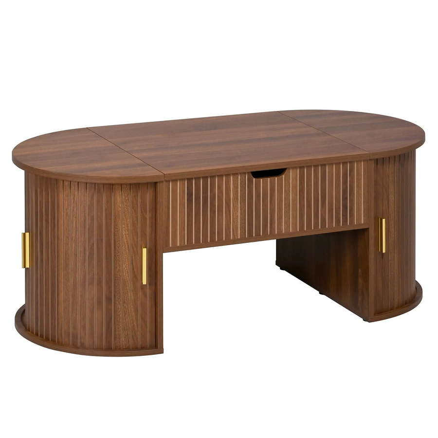 okwish Couchtisch höhenverstellbar in Braun mit offenen Regalen und verstecktem Stauraum, B/T: 100 x 50 cm - Bild 2