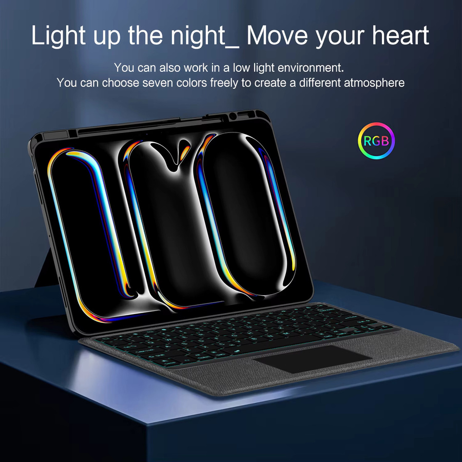 AJIUYU Magische Tastatur mit Touchpad und Hintergrundbeleuchtung für iPad Pro 13 M4 M5 sowie iPad Pro 11 M4 M5, abnehmbare Schutzhülle, Schwarz - Bild 3
