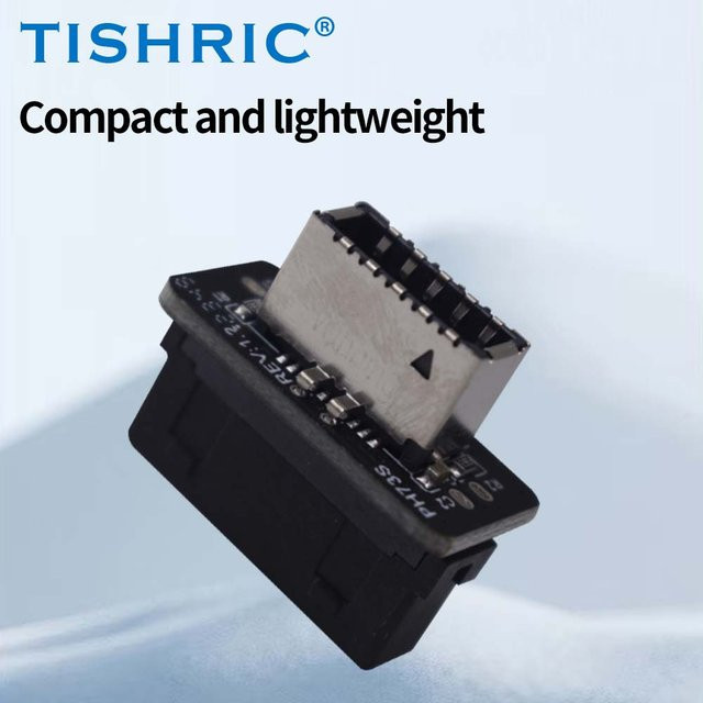 TISHRIC USB 3.0 19Pin auf Type-E 90 Grad Adapter für PC Motherboard Front Panel zu USB-C in Schwarz - Bild 1