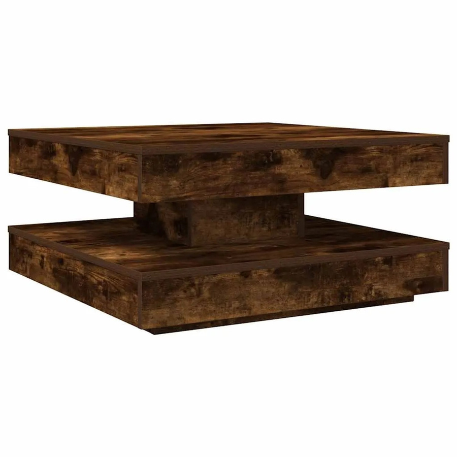 vidaXL Couchtisch modern mit drehbarer Tischplatte in Räuchereiche, B/T/H: 70 x 70 x 34,5 cm - Bild 2