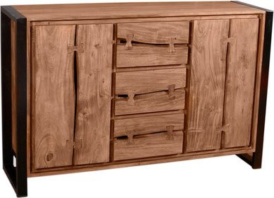 SIT Sideboard NATURAL EDGE in natur/schwarz aus Akazienholz und Metall, B/T/H: 140 x 40 x 90 cm - Bild 1