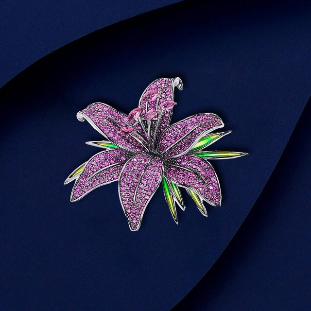 YIRAN Brosche, Zirkon, Schwarze Blume, Damen - Bild 1