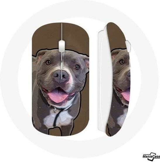 Kabellose Maus Pitbull Dog von MANIACASE in Weißgrau mit Wi-Fi - Bild 1