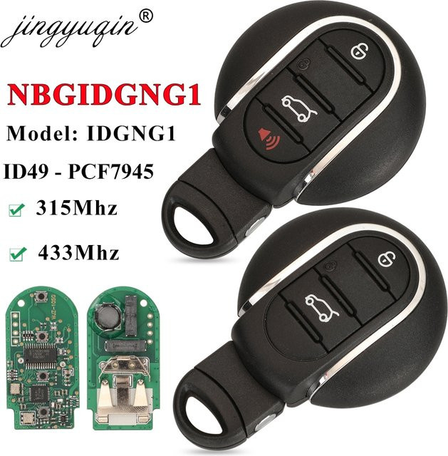 Jingyuqin Smart Remote Auto Schlüsselanhänger 3/4BTN 315 MHz 434 MHz ID49 für BMW Mini Cooper Countryman Clubman F-Serie F55 F56 2015-2018 Schwarz - Bild 1