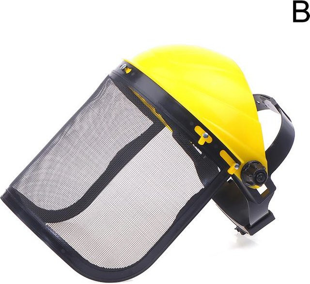 Garten-Rasentrimmer-Schutzhelm mit Vollvisier-Mesh-Schutz aus Edelstahl in Gelb - Bild 1