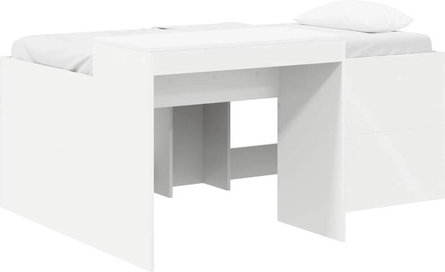 vidaXL Hochbett mit Schreibtisch für Kinder aus Holzwerkstoff in Weiß, B/T/H: 160 x 80 x 163 cm - Bild 1