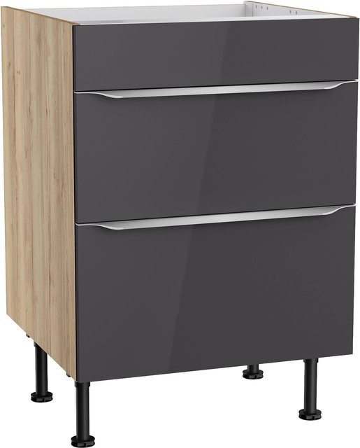 Optifit Küchen-Unterschrank Linus984 für Kochfeld in Anthrazit und Wildeiche, Breite: 60 cm - Bild 1