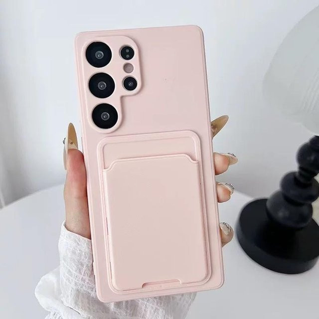 Stoßfeste Kartenhalter Geldbörse Hülle für Samsung Galaxy S26 Ultra S25 S24 S23 S22 Plus FE Note10 Ultra in Pink - Bild 1