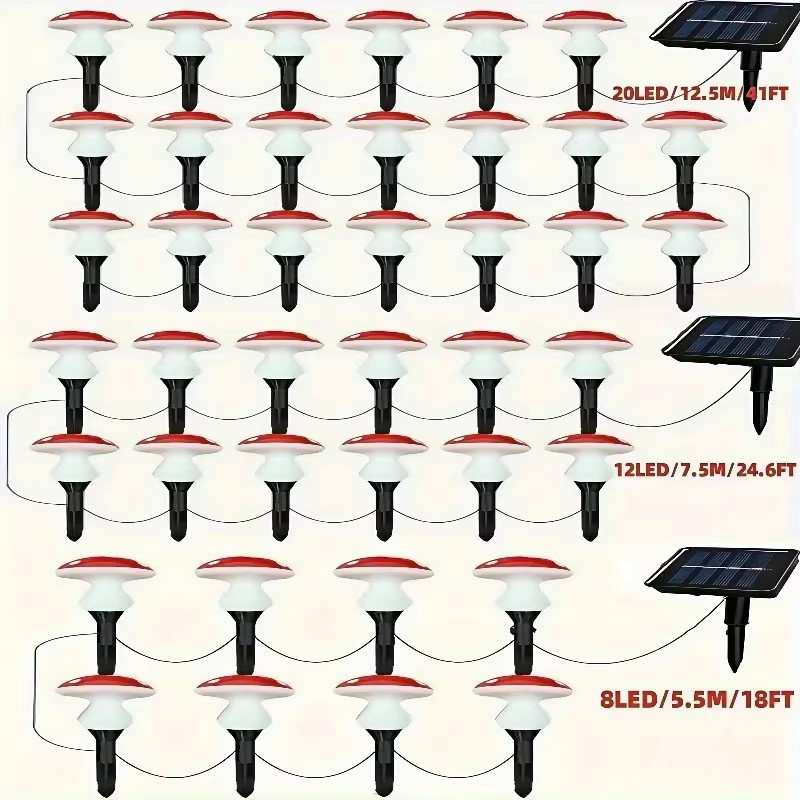OKAL RED EAST LED Solar Pilzlampe in Rot für den Garten, wasserdichte dekorative Gartenlaterne zur Außenbeleuchtung - Bild 6