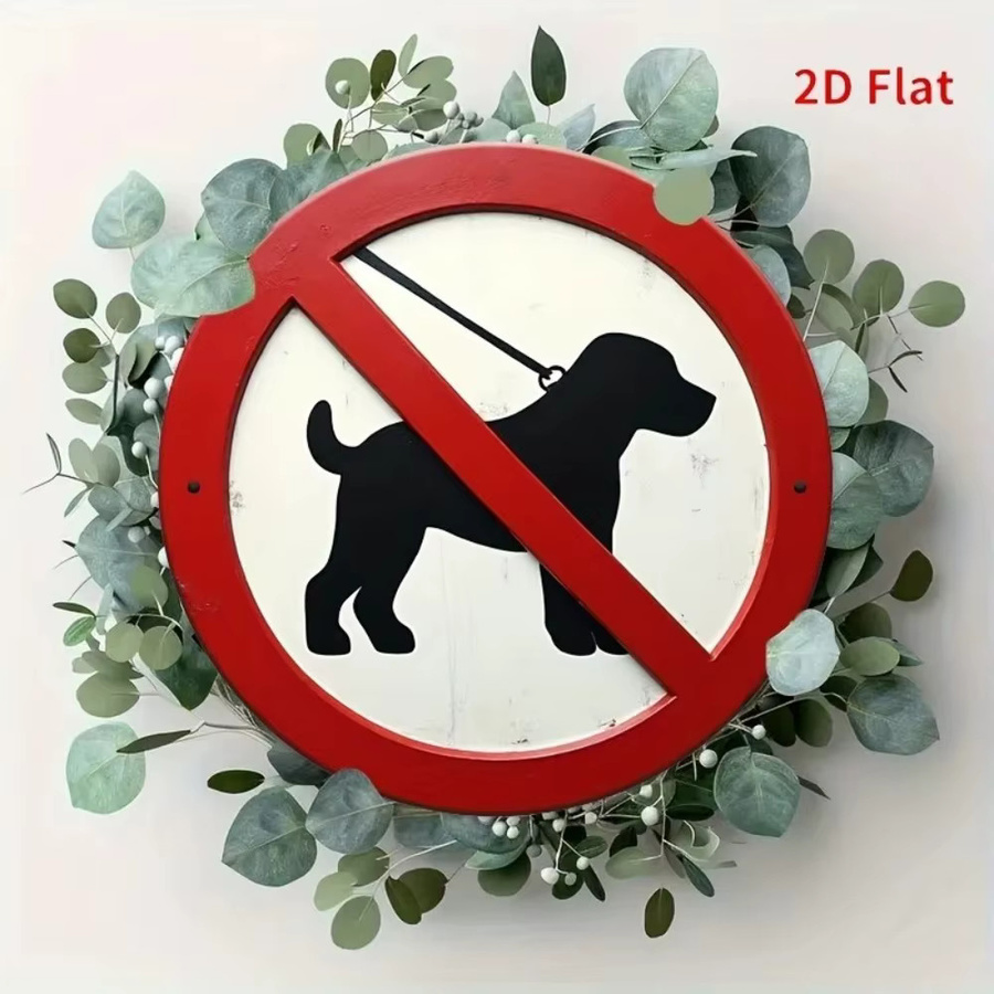 CIFBUY Rundes Metall-Warnschild Hunde verboten in Rot mit Hundemotiv für Wand und Garten, Durchmesser: 20 cm - Bild 4