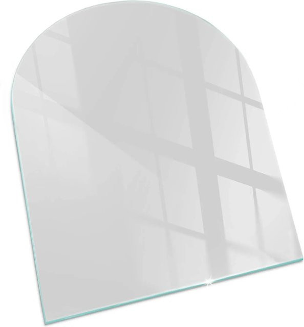 Tulup Kamin Glasplatte Halbkreis aus Glas in Grau B: 80 cm, H: 70 cm - Bild 1