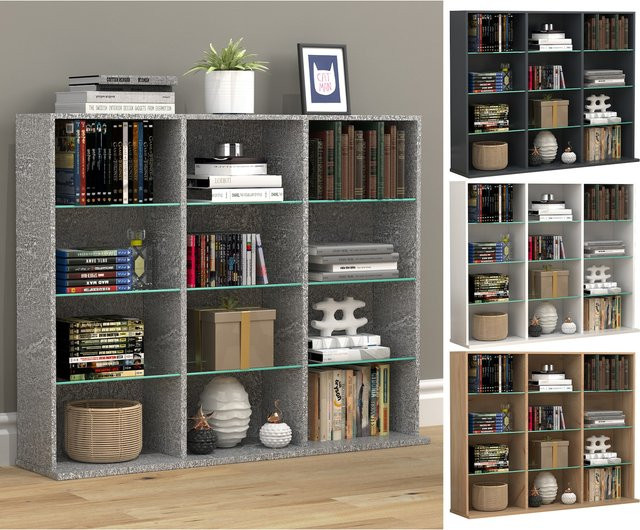 VCM Zilas L Standregal aus Holz und Glas als CD DVD Bücherregal und Raumteiler - Bild 1
