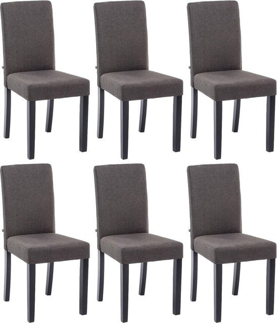 6er Set Esszimmerstühle Ina von CLP in Grau mit Stoffbezug und Holzgestell - Bild 1