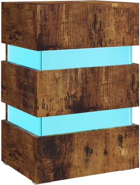 vidaXL LED-Nachttisch aus Holzwerkstoff in Räuchereiche, modern, B/T/H: 45 x 35 x 67 cm - Bild 1