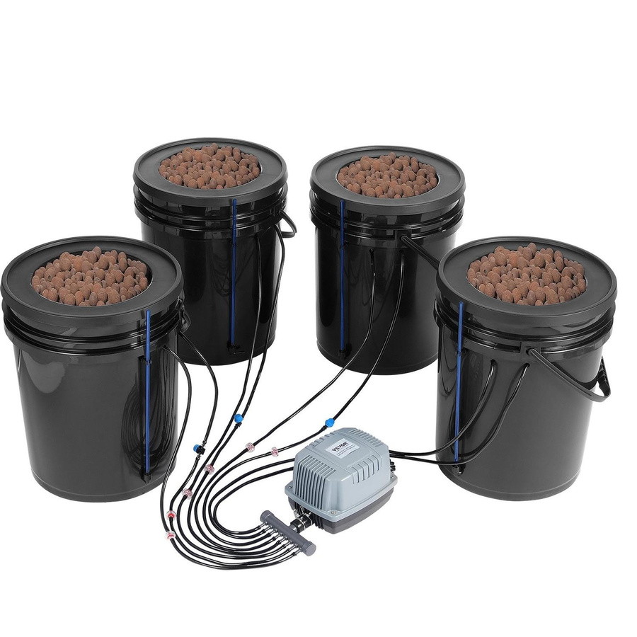 Buying Solutions MB DWC Hydroponik Anbausystem Deep Water Culture mit Tropfbewässerungs-Kit und 4 Eimern für Blattgemüse - Bild 5
