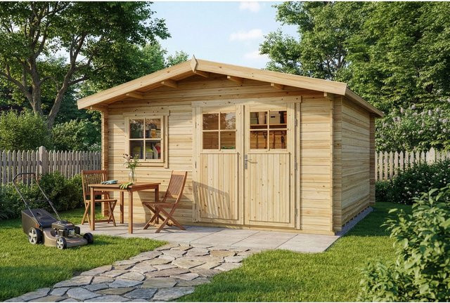 Gartenhaus Valeria-28 von Alpholz in Natur/Braun, Log Cabin mit Fenster, B/T/H: 428 x 427 x 28 cm - Bild 1