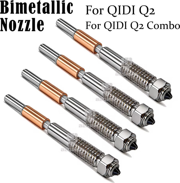 QIDI Q2 Q2 Combo Bimetall Hotend Düse mit integrierter Keramik-Isolierung in Silber für FDM Drucker bis 370 °C - Bild 1