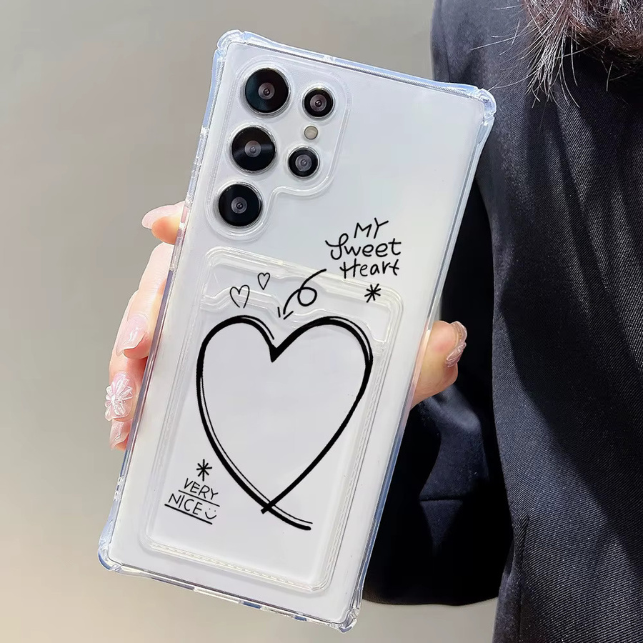 Samsung Handyhülle Soft Cover mit Kartenhalter Liebe Herz Design in Transparent für Samsung Galaxy A56 5G A17 A16 A15 A55 A54 A36 A35 A53 A52 A26 A22 A14 A13 A07 A06 A05s - Bild 3