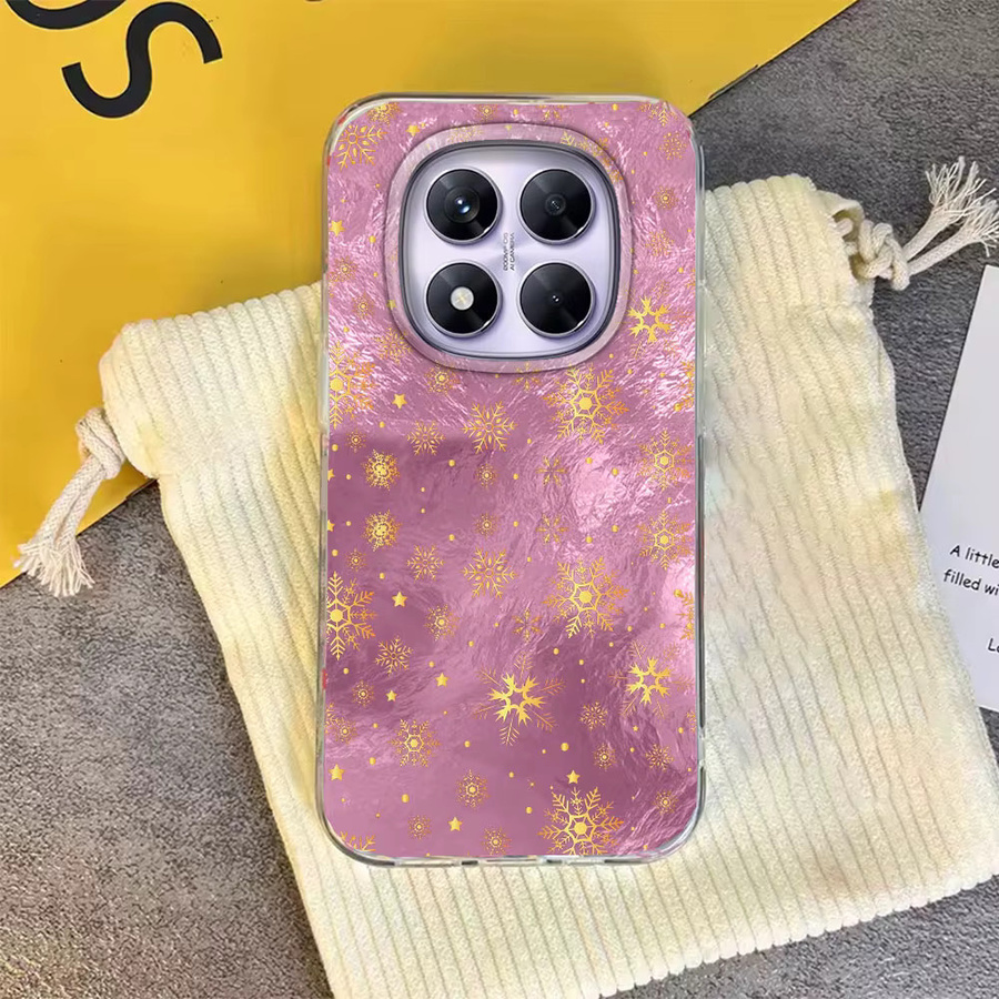 Xiaomi Handyhülle mit goldenen Schneeflocken für Redmi Note 15 14 13 12 11 10 9 Pro und weitere Modelle, Farbe: Gold - Bild 2