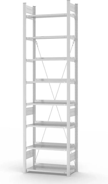 PROREGAL Aktenregal Stecksystem T-Profil in Lichtgrau mit 8 Ebenen, H x B x T: 270 x 75 x 30 cm - Bild 1