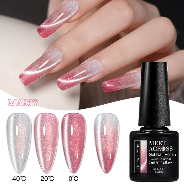 MEET ACROSS Magnetic Gel Nagellack, Rosa, Schimmernd, 7 ml - Bild 1