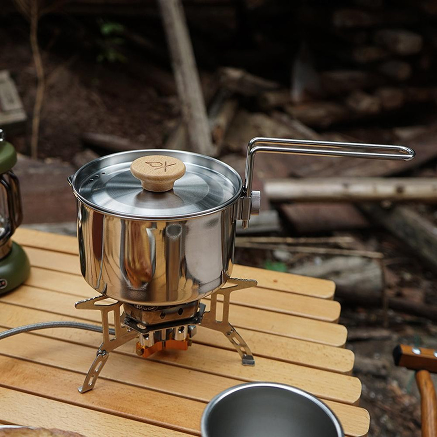 Edelstahl Wasserkocher für Outdoor, Camping und Trekking, tragbarer Kochtopf für Reisen, bunt - Bild 4