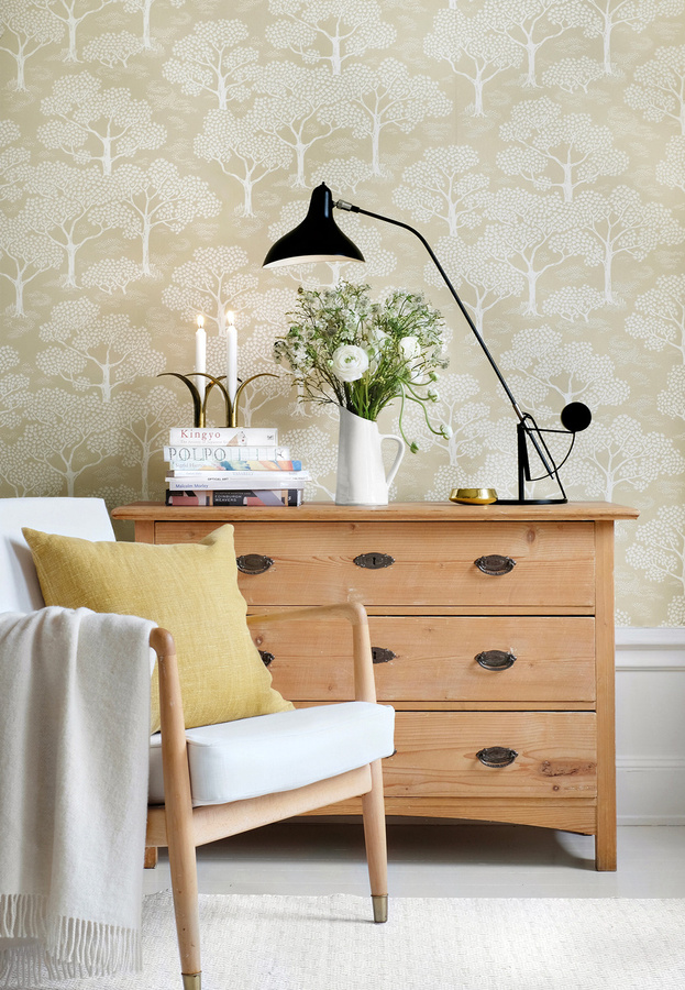 Littlephant Tapete Woodland Notes in Rye Yellow, Vlies-Tapete mit Naturmotiv für Kinderzimmer und Wohnräume - Bild 1