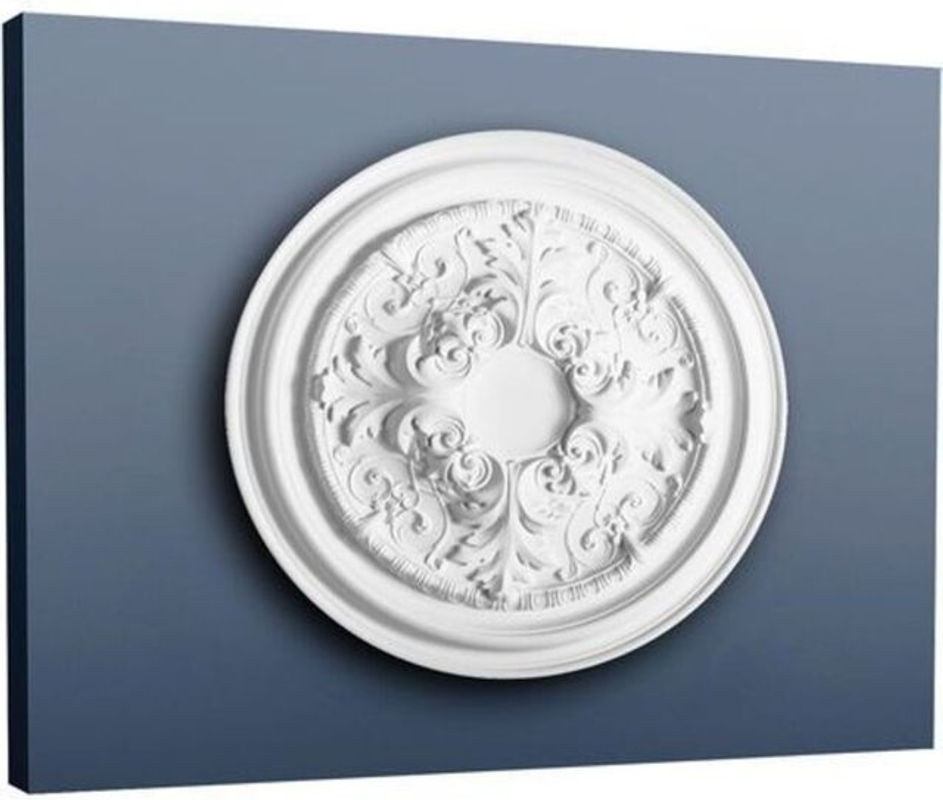 Orac Decor Deckenrosette R52 Luxxus Stuck in Weiß aus Kunststoff mit floralem Design, Durchmesser: 69,5 cm - Bild 1