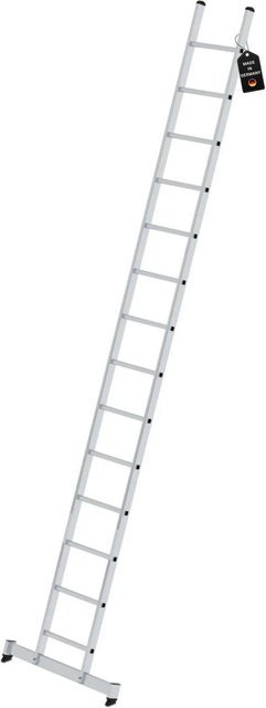 PROREGAL Sprossen-Anlegeleiter mit Traverse, 14 Sprossen, Silber - Bild 1