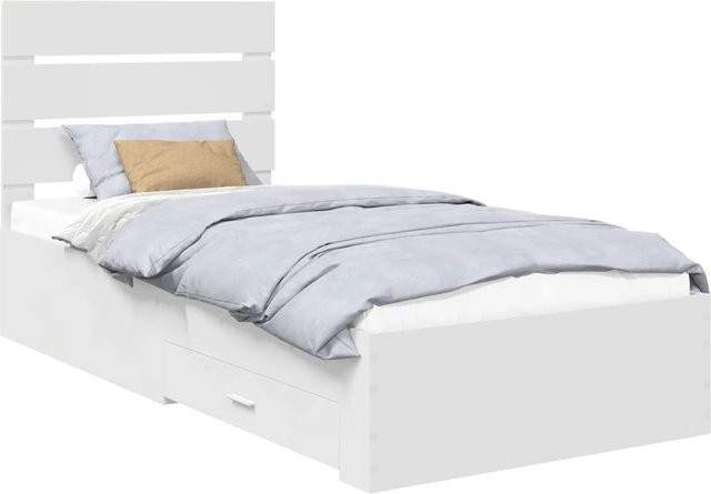 vidaXL Bettrahmen mit Schubladen in Weiß aus Holzwerkstoff, B/T: 90 x 190 cm - Bild 1