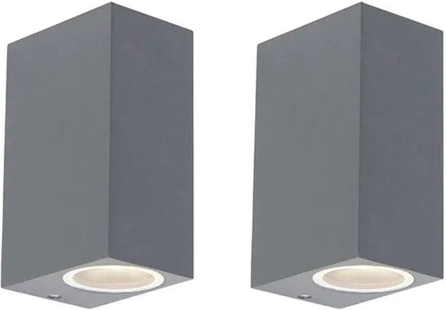 QAZQA Baleno II Set mit 2 modernen Wandleuchten in Anthrazit, dimmbar, IP44, Aluminium, für Außenbereich und Badezimmer - Bild 1