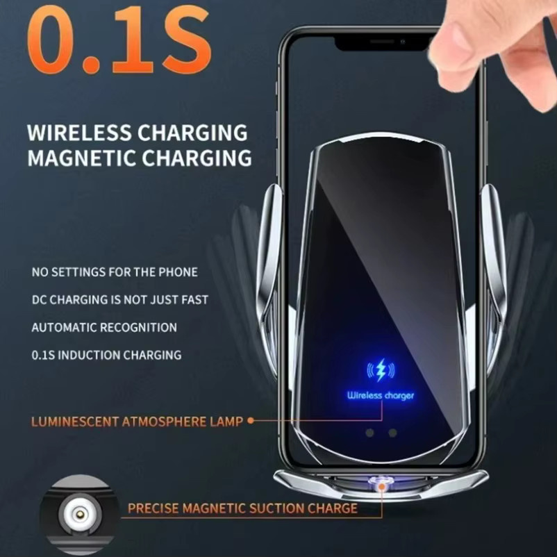 VIKEFON Magnetische Kfz-Handyhalterung mit kabellosem Schnellladegerät für iPhone Samsung und Xiaomi in Schwarz und Blau - Bild 3